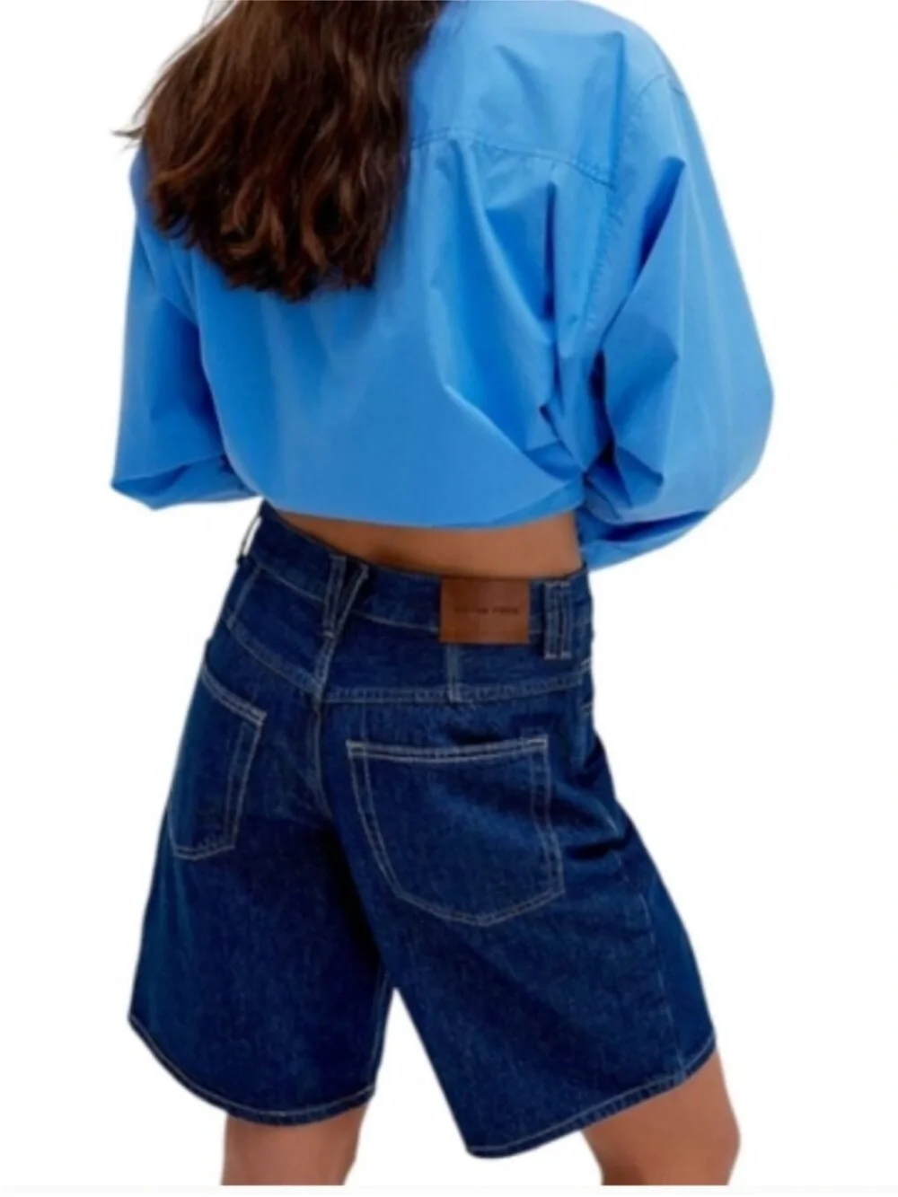NEW Free People We The Free Montana Dark Rinse Blue Denim Jean Long Shorts 29